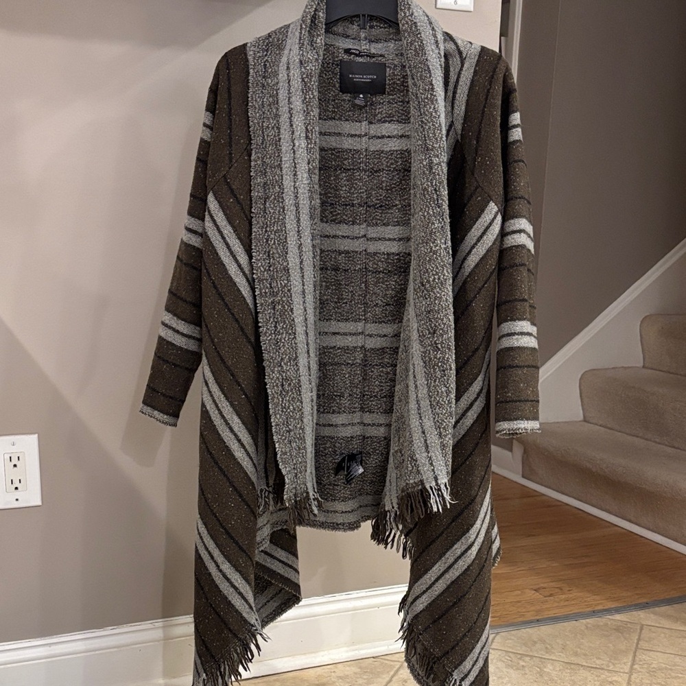 Maison Scotch Scotch & Soda Jolie Vagabond Wool Blend Fringe Cardigan Boho Open